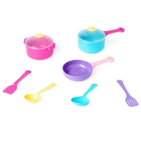 Zestaw naczyń kuchennych różowy dla dzieci Party World – 9 elementów 22005 Wader